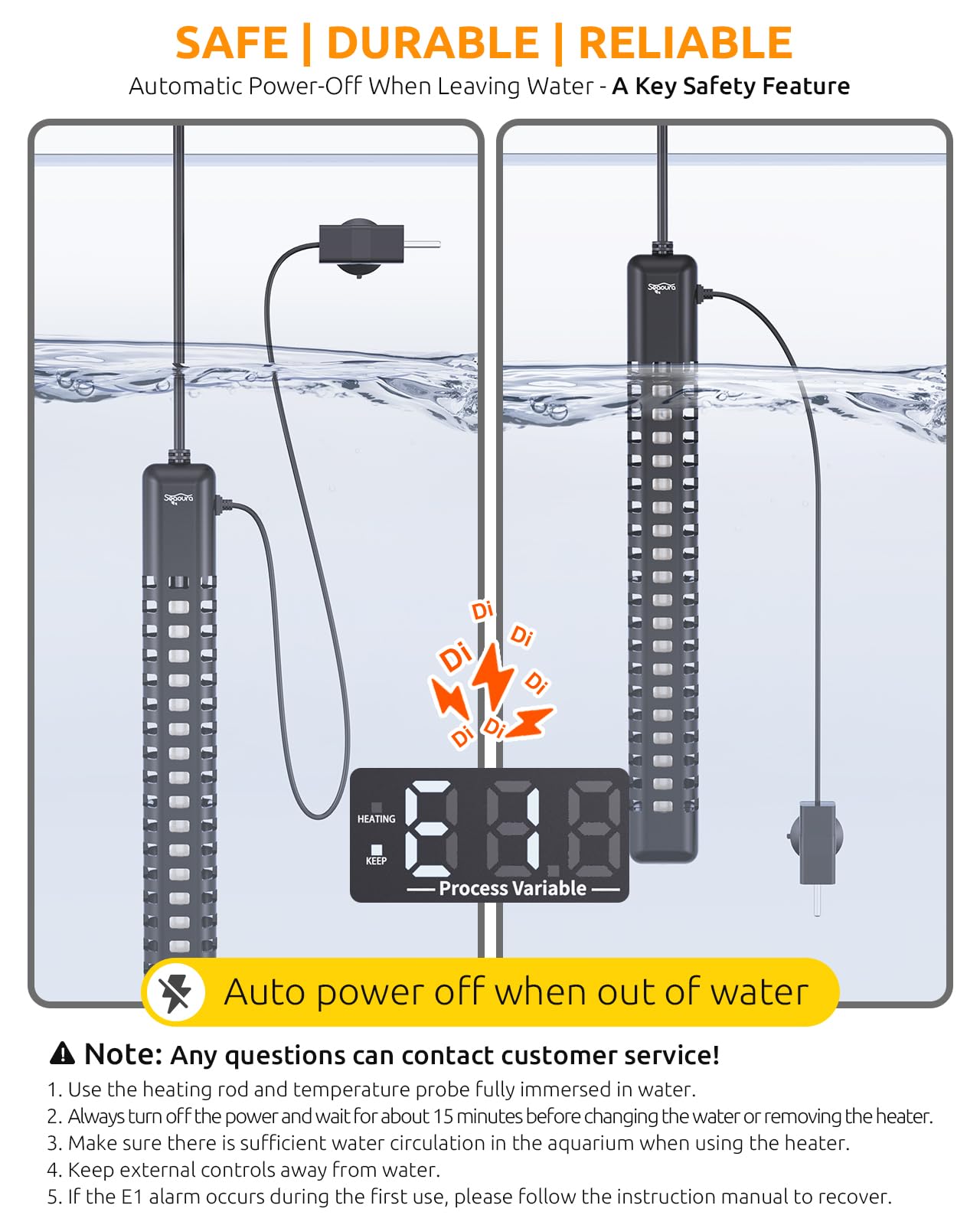 SEAOURA aquarium heater-over-temp-alarm audible alert aids early issue detection