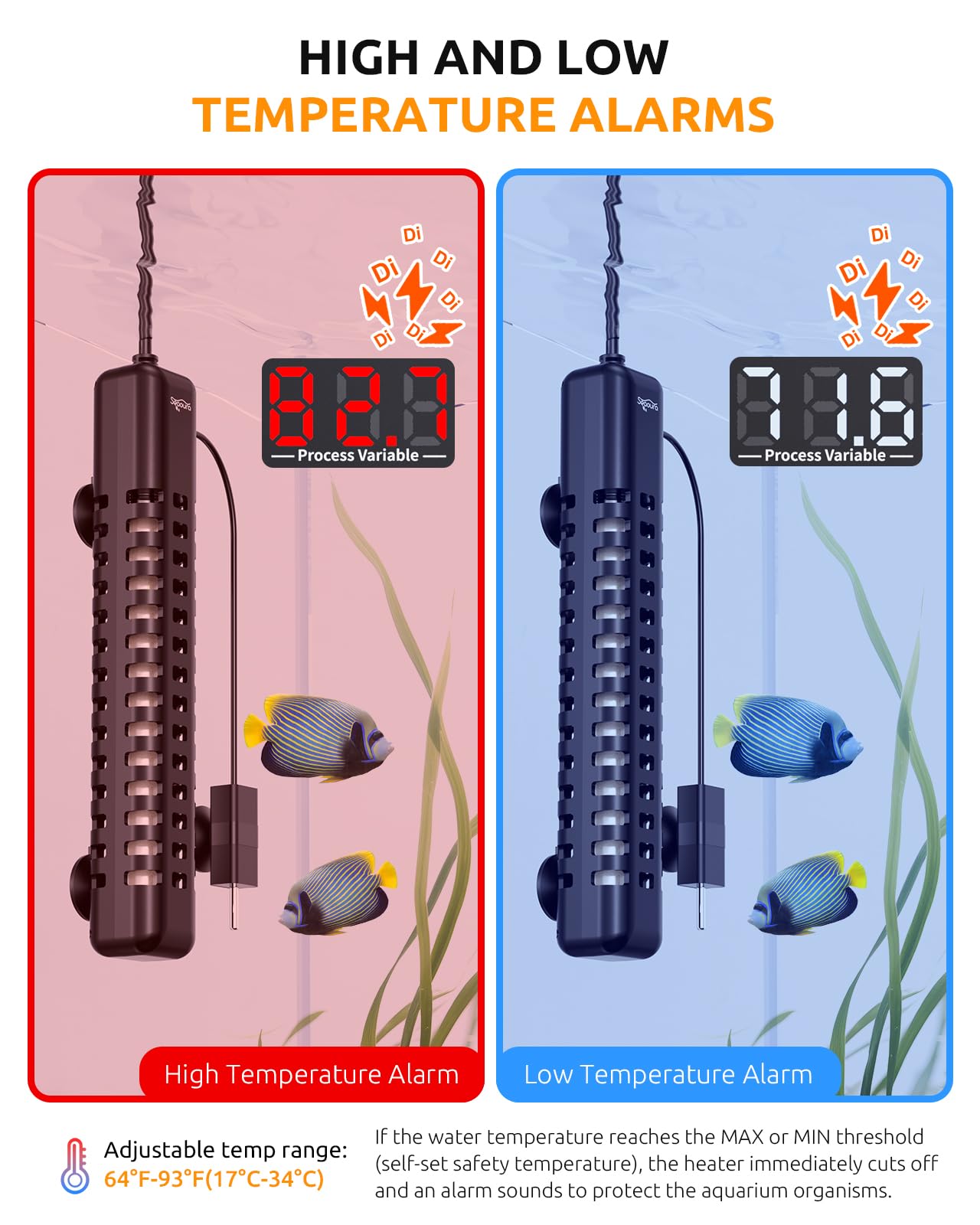 SEAOURA aquarium heater submersible design blends with tanks for discreet warmth.