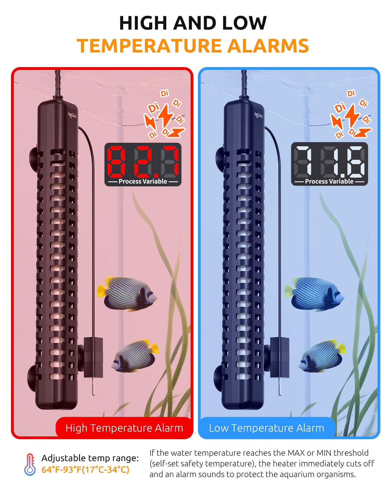 SEAOURA aquarium heater-submersible-housing indicates durable build and protection