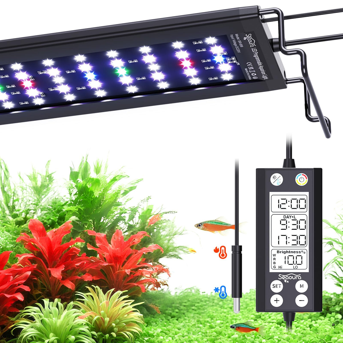 Seaoura Aquarium LED Light full spectrum supports healthy plant growth and vibrant fish colors.