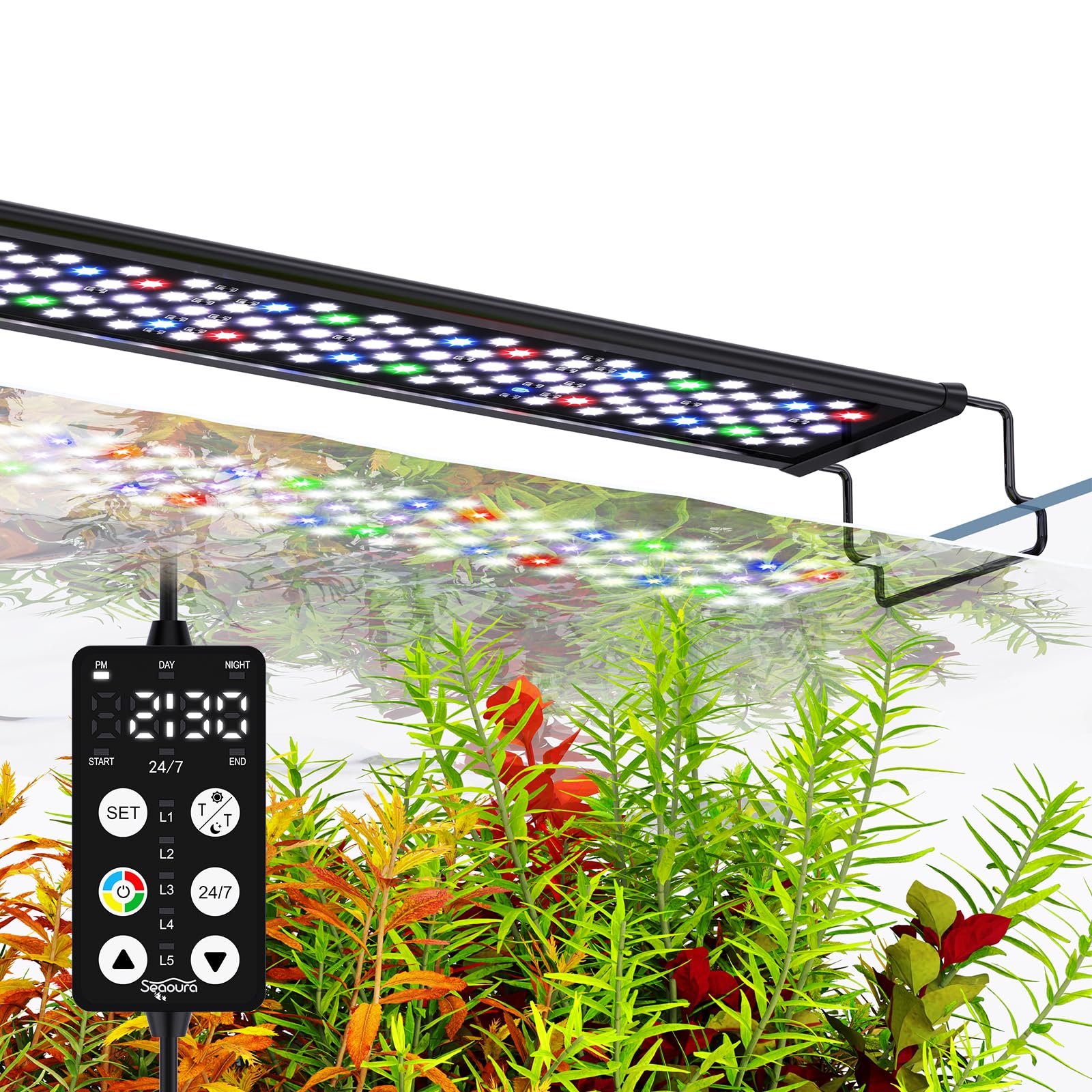 Seaoura aquarium light full-spectrum LED provides even coverage for vibrant tank lighting