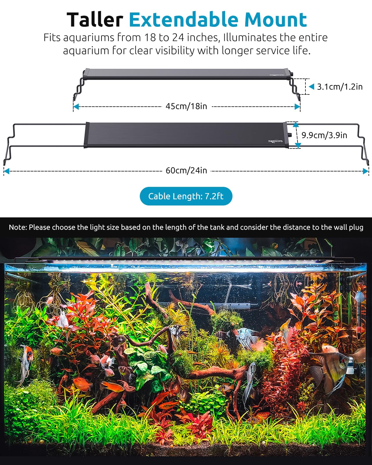 SEAOURA aquarium light IP68 waterproof withstands humidity for reliable operation.