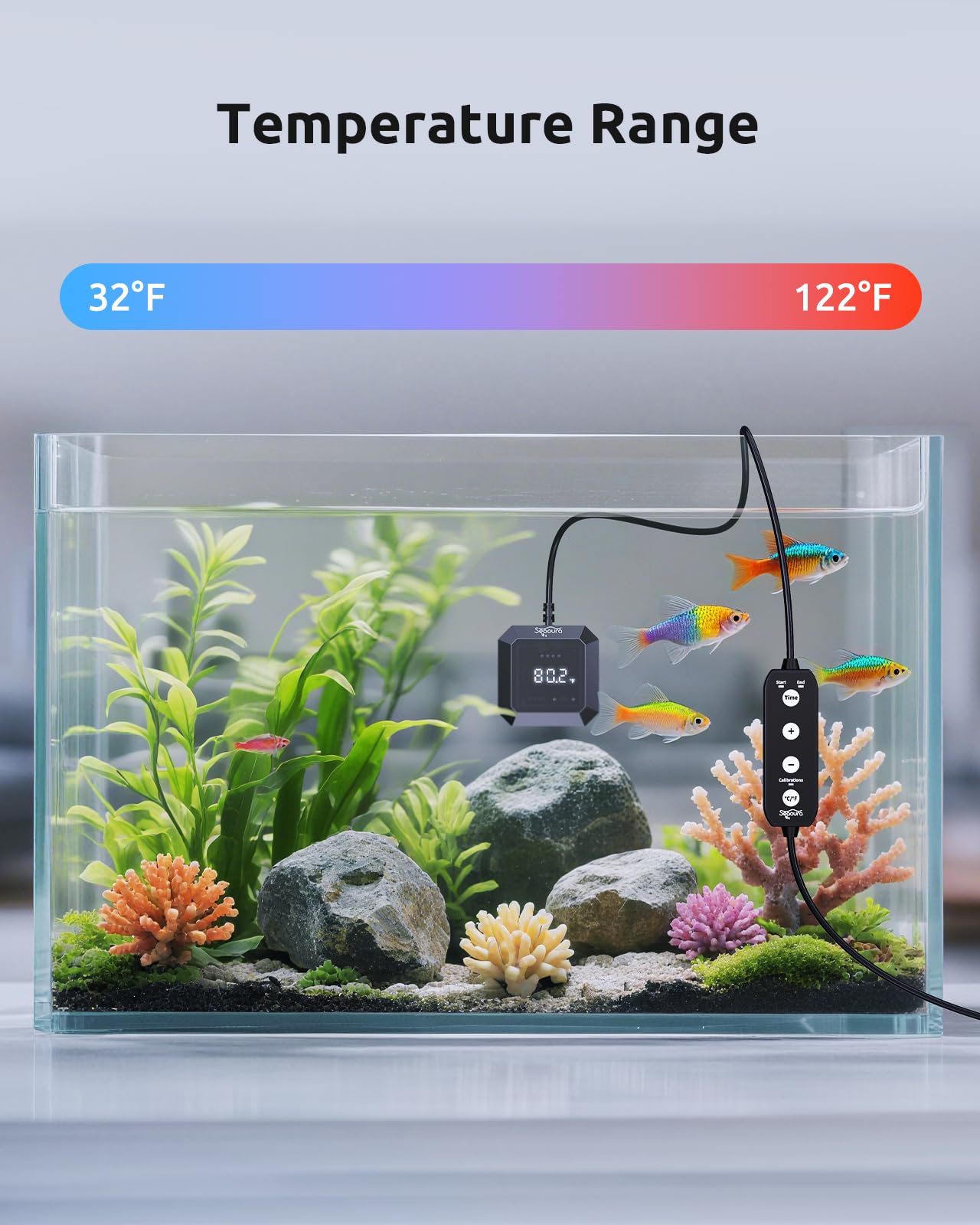 SEAOURA compact design fits tight tanks without crowding space in the habitat.
