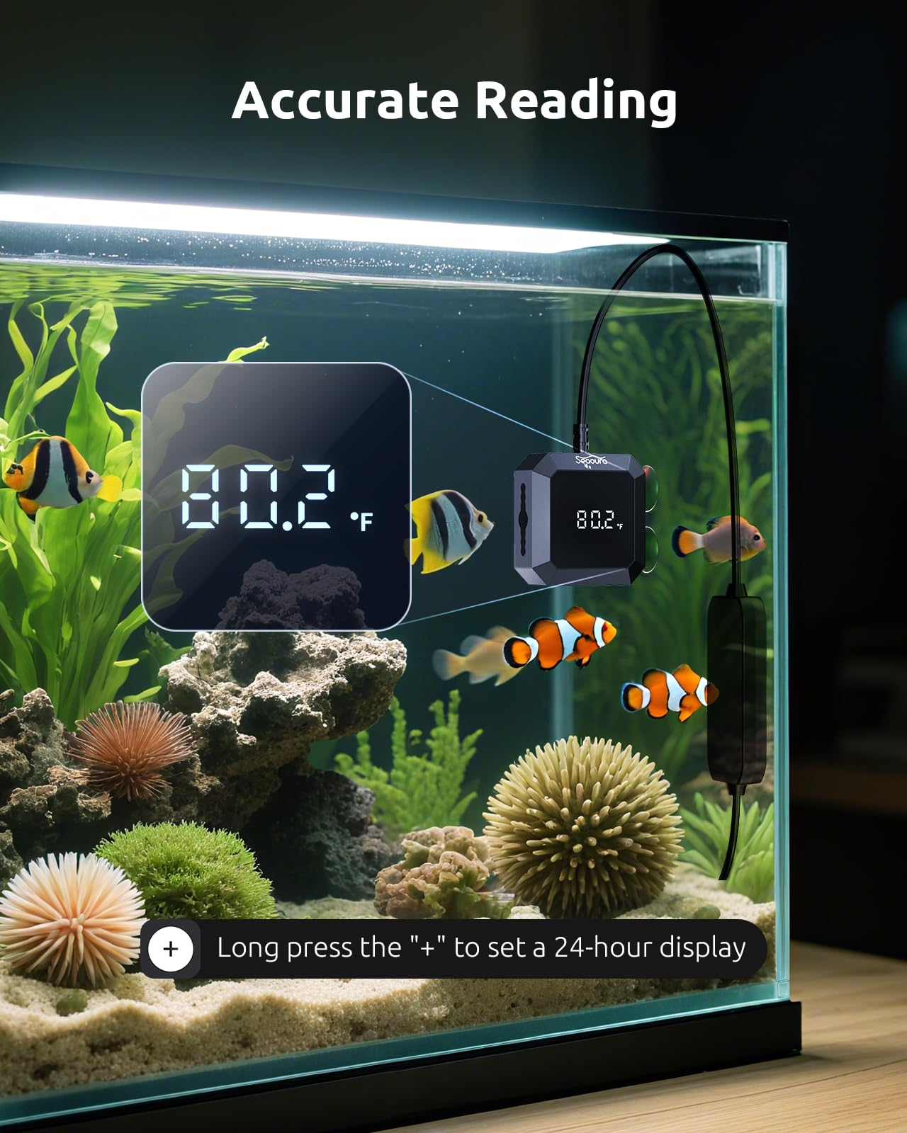 SEAOURA USB cable powers the thermometer for continuous monitoring in real time.