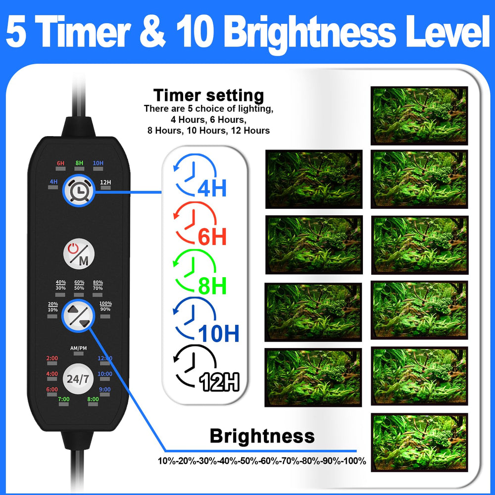SEAOURA clip-on aquarium light auto on/off with memory after power loss