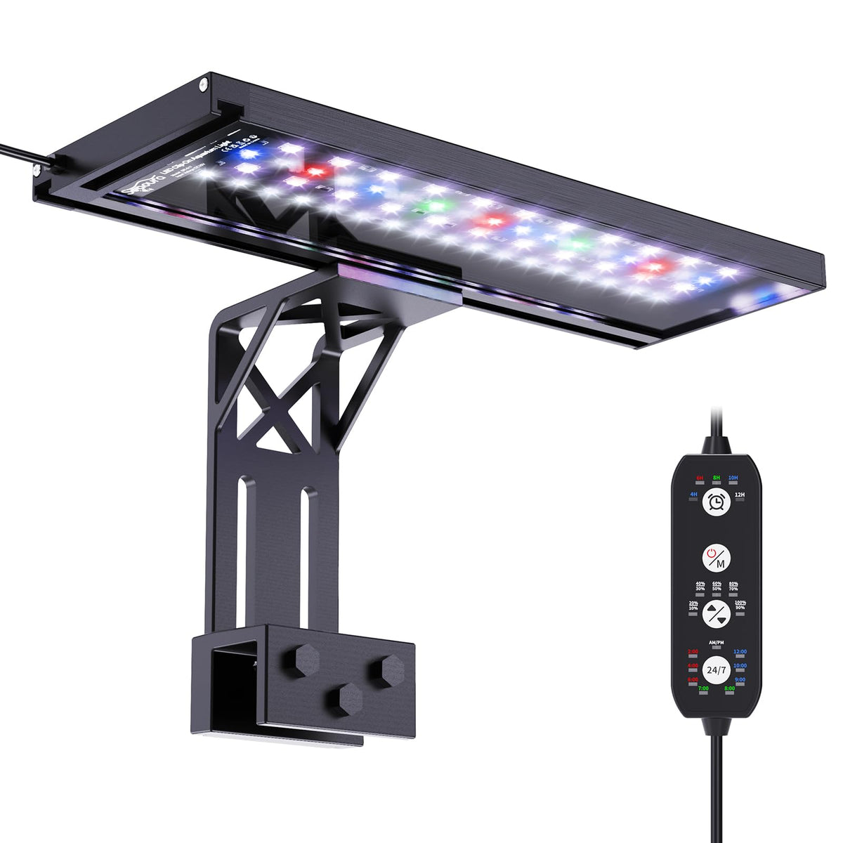 SEAOURA clip-on aquarium light full-spectrum glow enhances plant color and growth