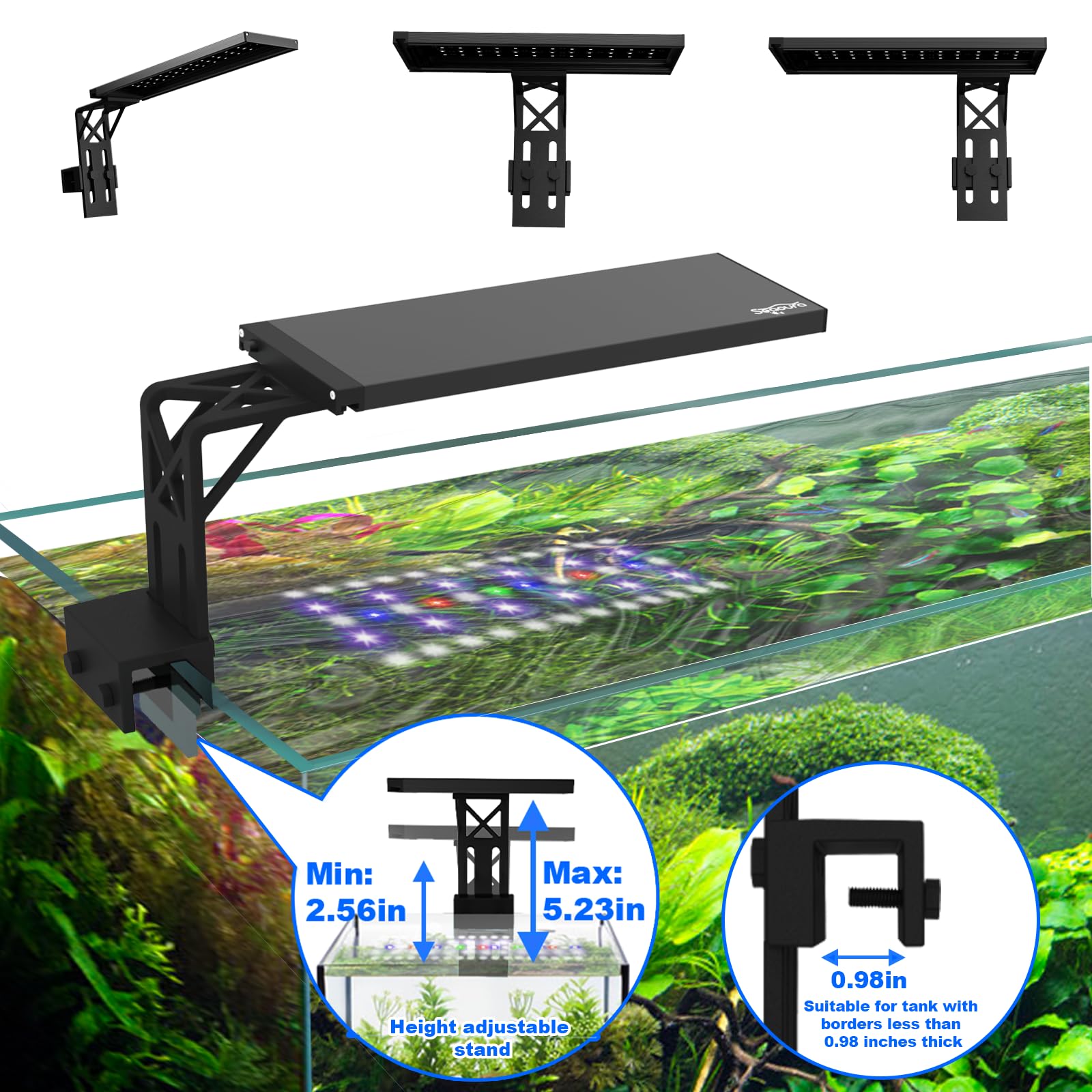 SEAOURA IP68 waterproof clip-on light withstands splashes in aquatic setups