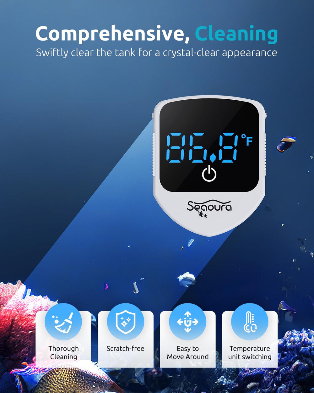 SEAOURA compact-floating-design stays on the surface without disrupting fish.