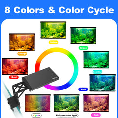 SEAOURA cycle colors mode displays seven hues for atmospheric aquarium scenes.