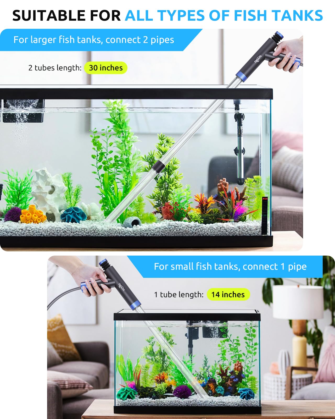 Seaoura easy clean water change scene demonstrates efficient tank maintenance.