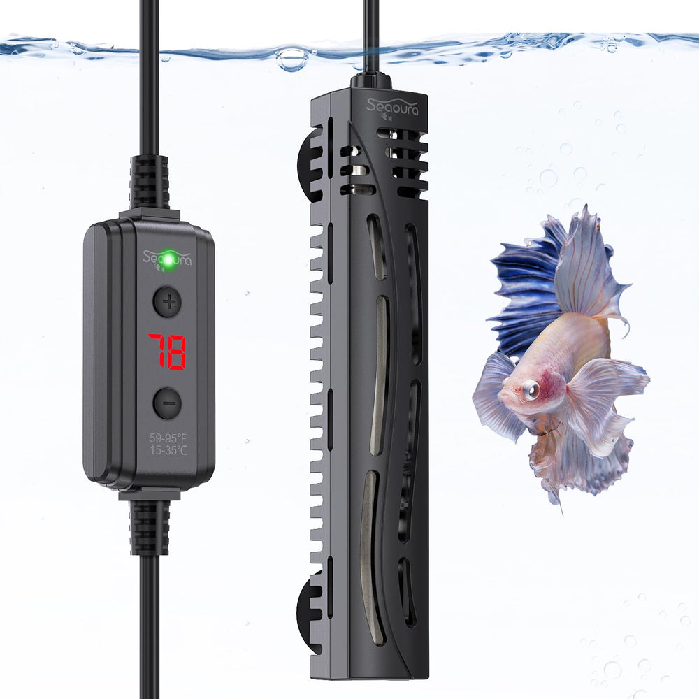 SEAOURA fresh and saltwater compatible heater for versatile aquariums.