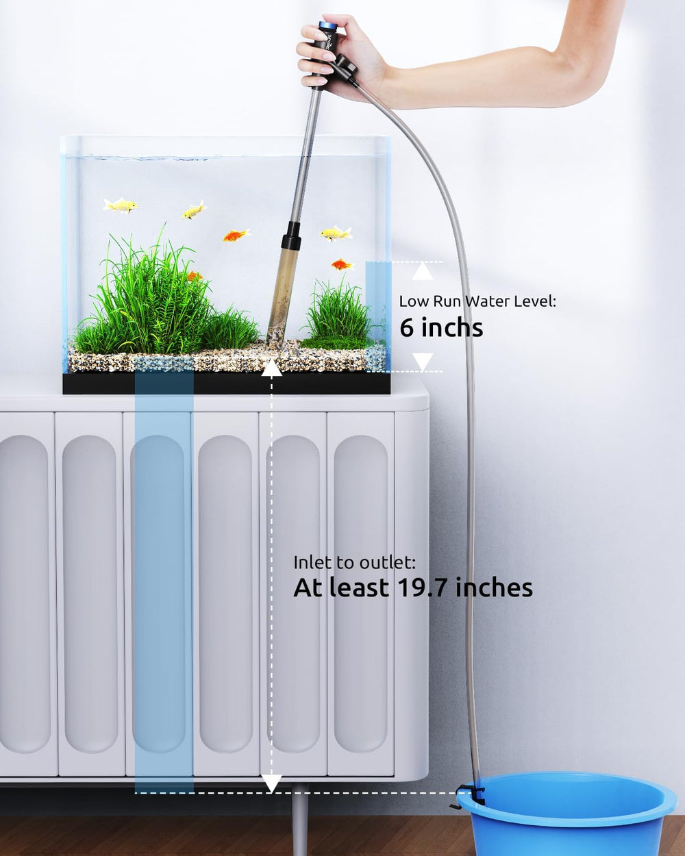 SEAOURA gravel vacuum nano-tank-use ideal for betta and small aquariums