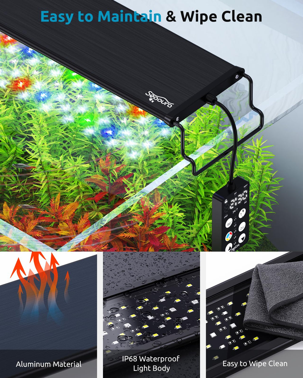 SEAOURA IP68 waterproof body shown with easy maintenance and durable design.