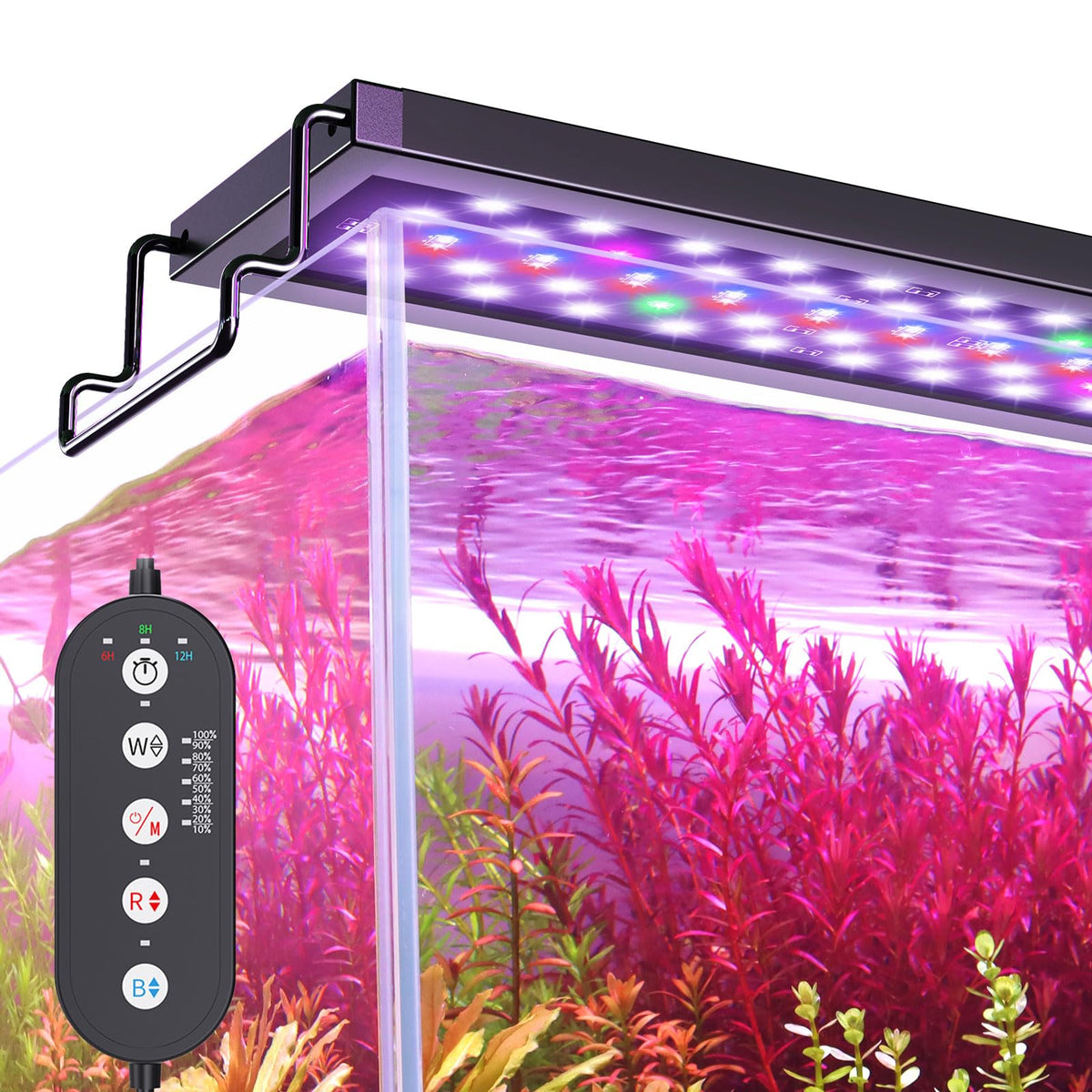 SEAOURA LED aquarium light close-up reveals full-spectrum LEDs for healthy plant growth.