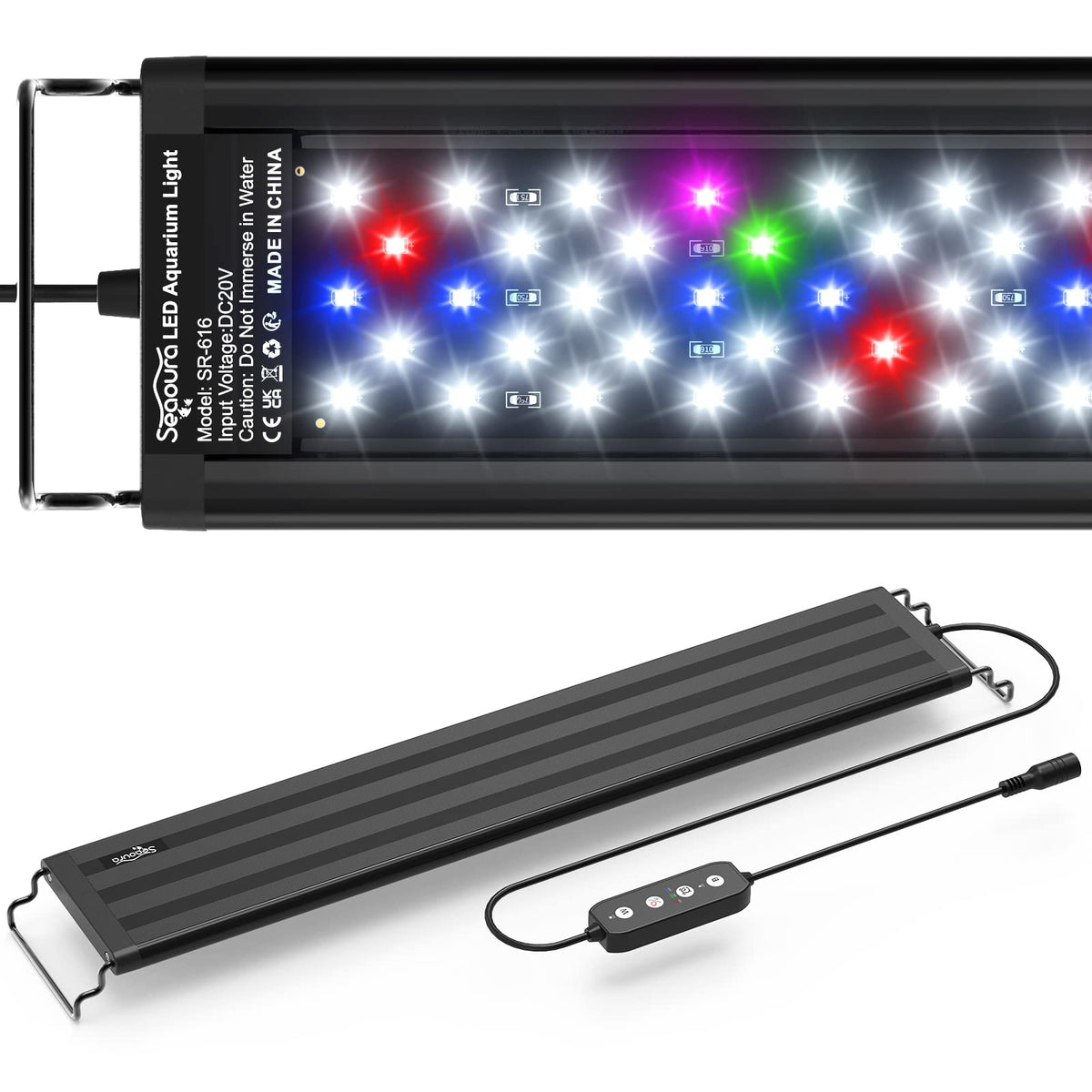 SEAOURA LED aquarium light full spectrum supports vibrant plant growth and fish visibility.