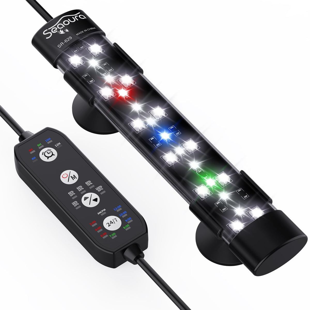 SEAOURA submersible aquarium light for 8-17 inch tanks providing even brightness.