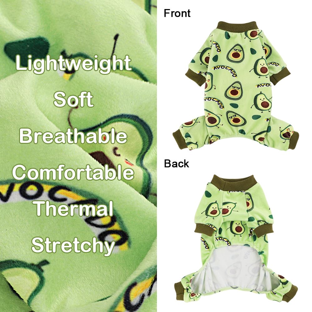 Sebaoyu avocado dog pajamas back view highlighting soft velvet fabric