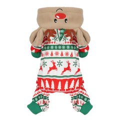 Sebaoyu dog Christmas pajamas with reindeer hat in green help festive photos