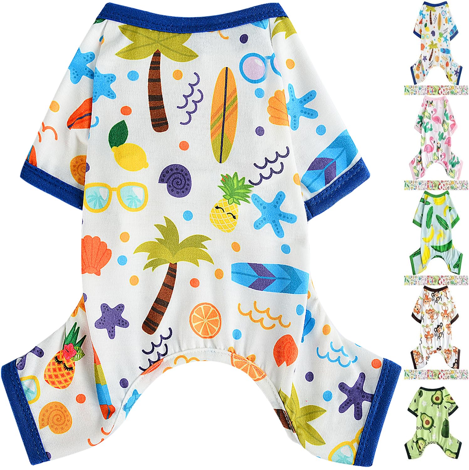 Sebaoyu dog pajamas fruit pattern close-up ideal for stylish small dogs photoshoots