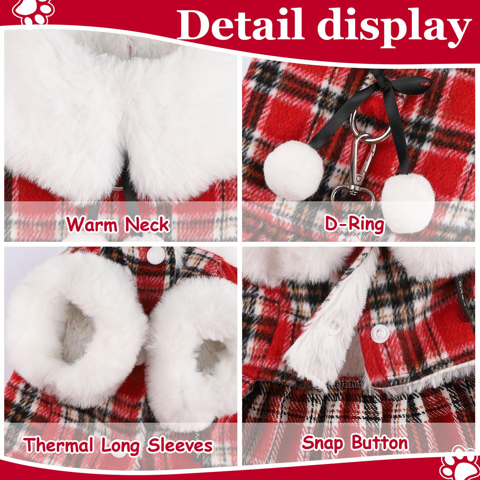 Sebaoyu knitted plaid hooded dog dress for comfortable daily wear