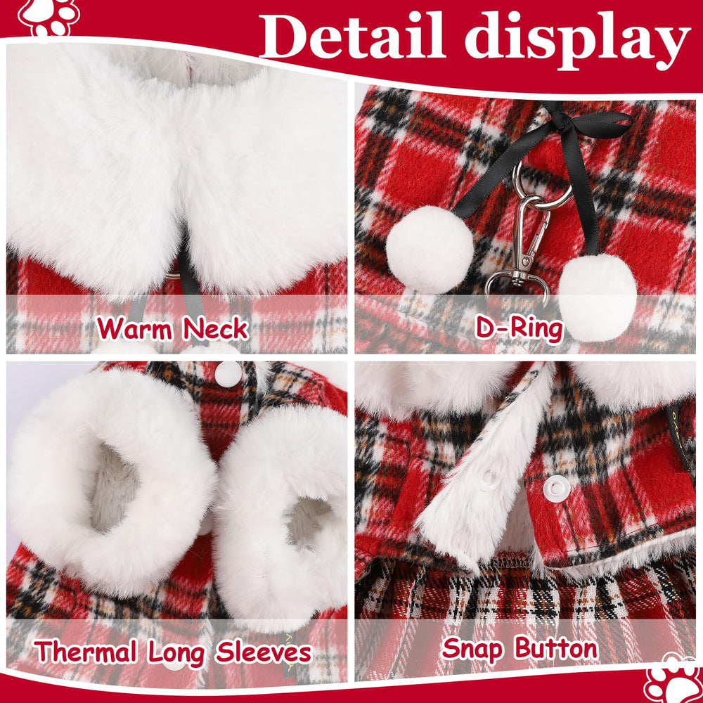 Sebaoyu knitted plaid hooded dog dress for comfortable daily wear