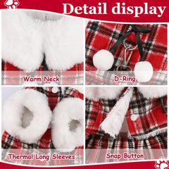 Sebaoyu knitted plaid hooded dog dress for comfortable daily wear