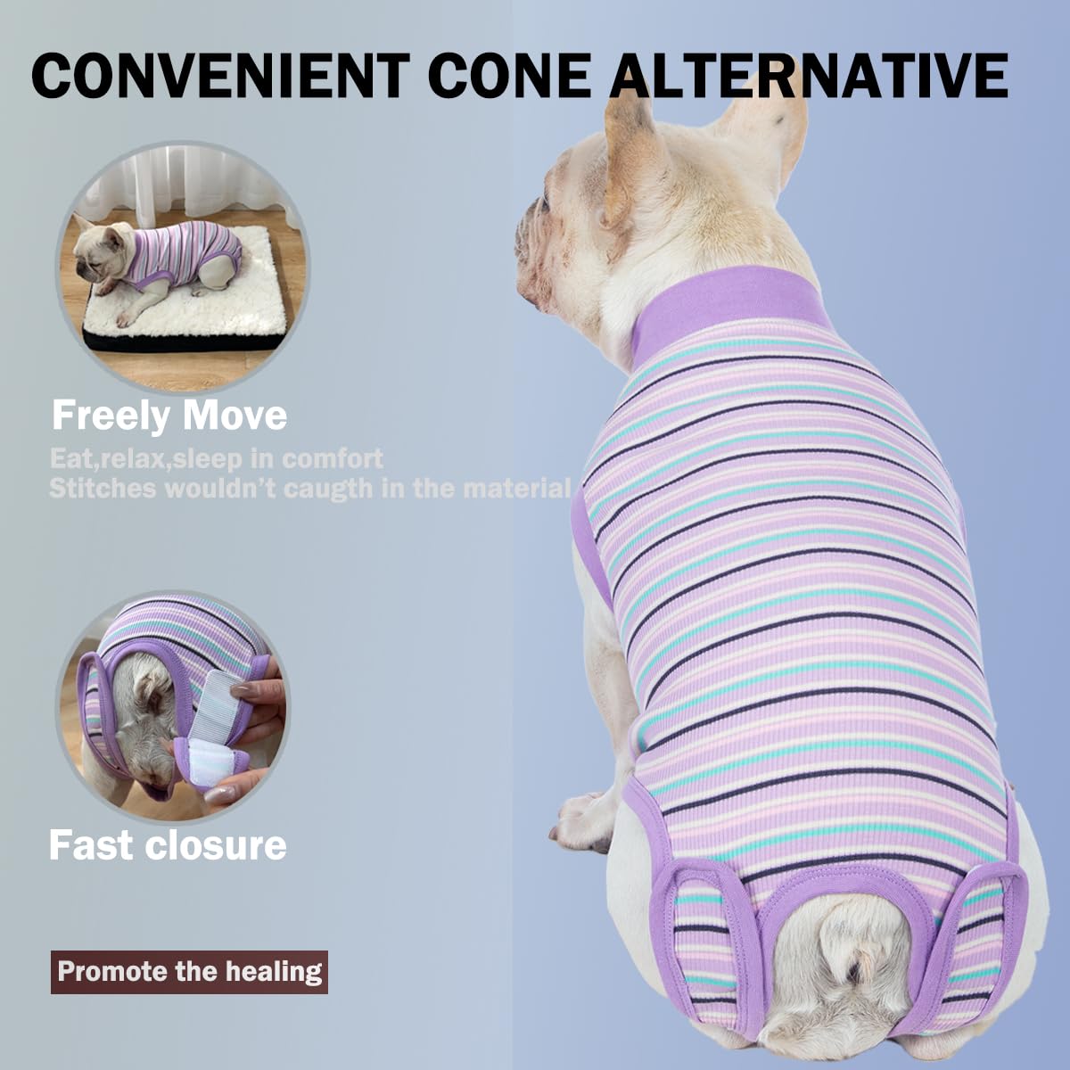 Sebidtco dog surgery suit close-up shows soft ribbed cotton for gentle recovery.