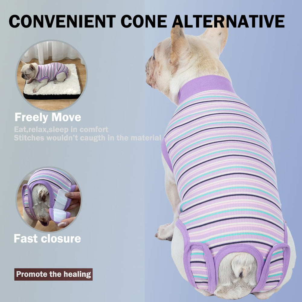 Sebidtco dog surgery suit close-up shows soft ribbed cotton for gentle recovery.