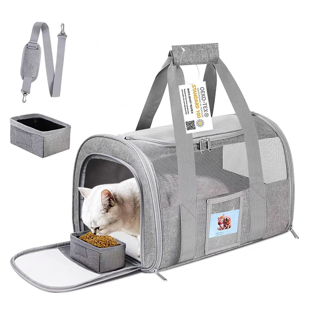 SECLATO 20inch cat carrier open-panel view showing spacious interior for calm travel