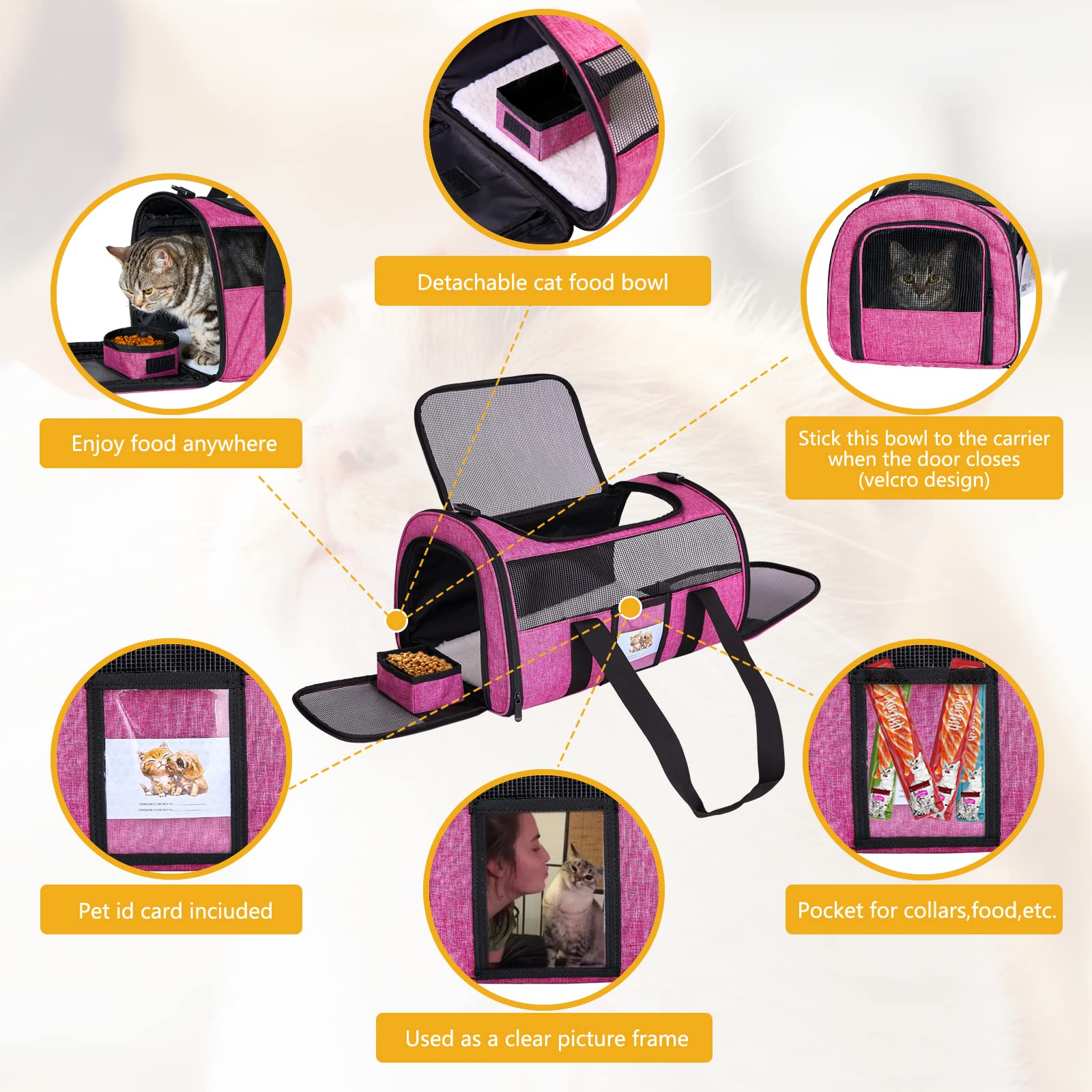 SECLATO cat carrier removable fleece mat for easy cleaning
