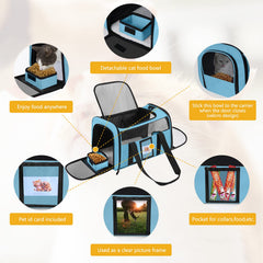 SECLATO cat carrier soft-pad blue features a washable comfort liner.