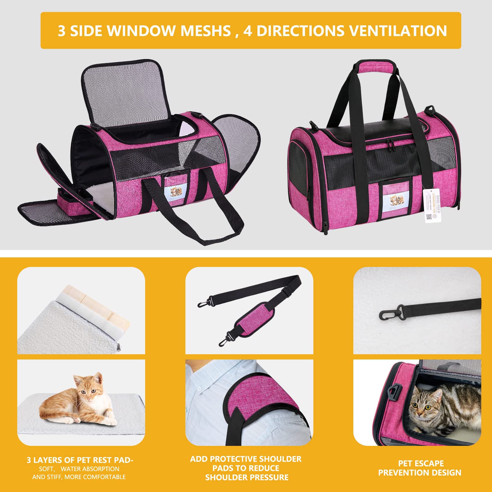 SECLATO cat carrier soft wool pad keeps pets comfy on trips