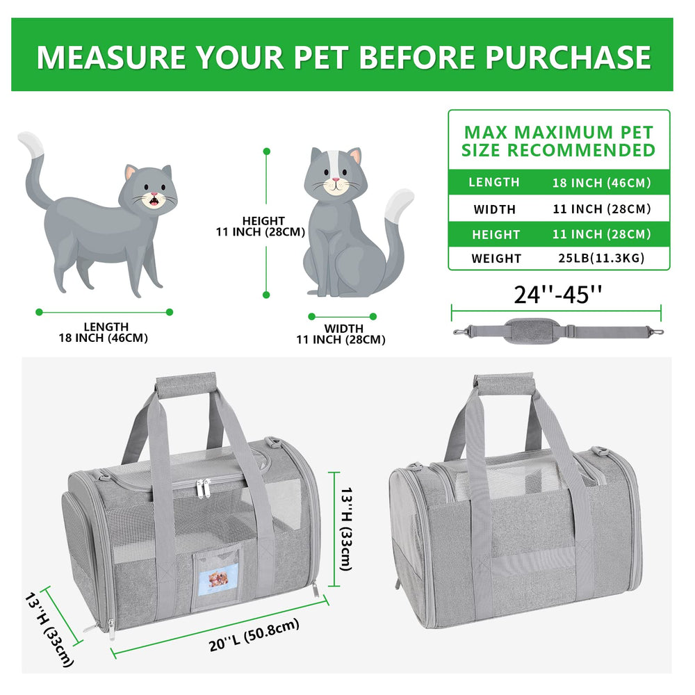 SECLATO soft-sided cat carrier with mesh windows for ventilation and visibility