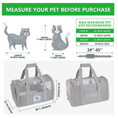 SECLATO soft-sided cat carrier with mesh windows for ventilation and visibility