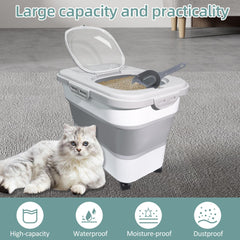 SECOAT cat litter storage container with casters for easy repositioning