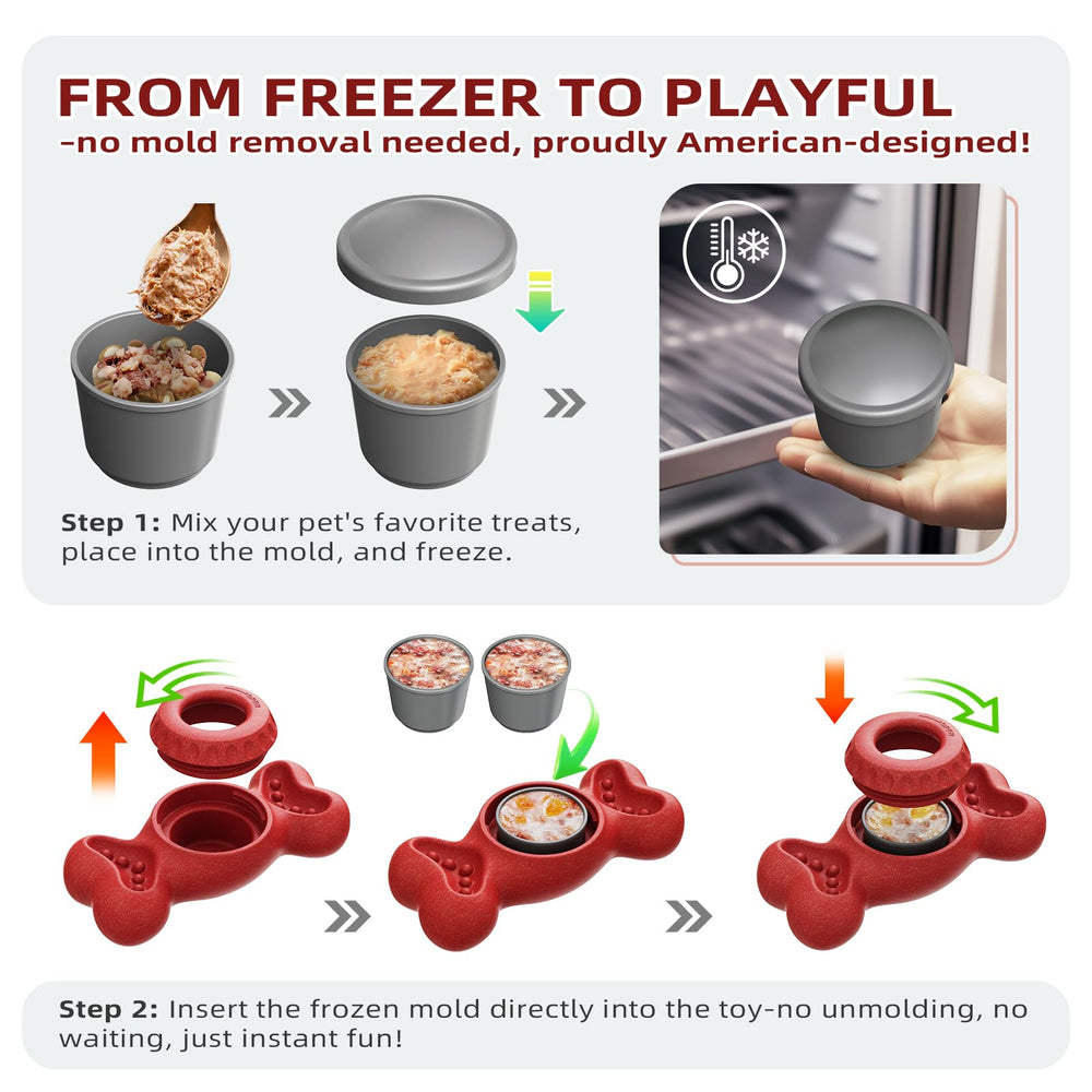 Sedioso enrichment toy interaction shot demonstrates treat-filled grooves for stimulating play.