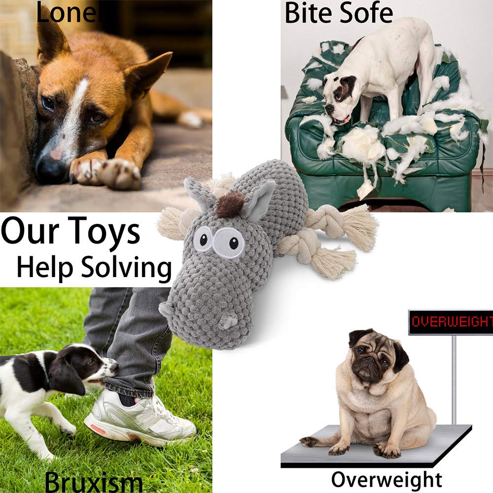 Sedioso donkey dog toy grey fabric close-up highlights durable cotton.