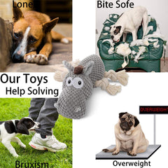 Sedioso donkey dog toy grey fabric close-up highlights durable cotton.