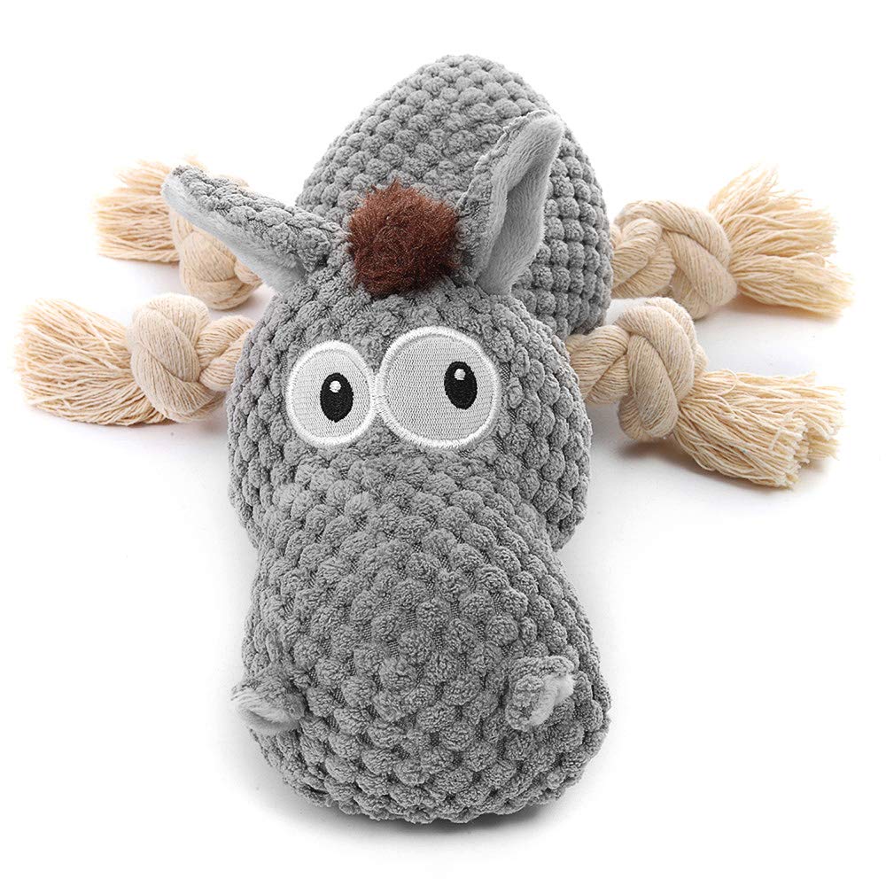 Sedioso donkey dog toy grey side view for interactive play and fetch.