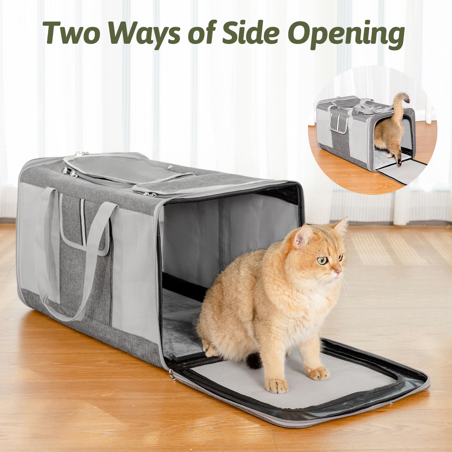 Sedioso extra large cat carrier features reinforced oxford fabric and sturdy mesh.