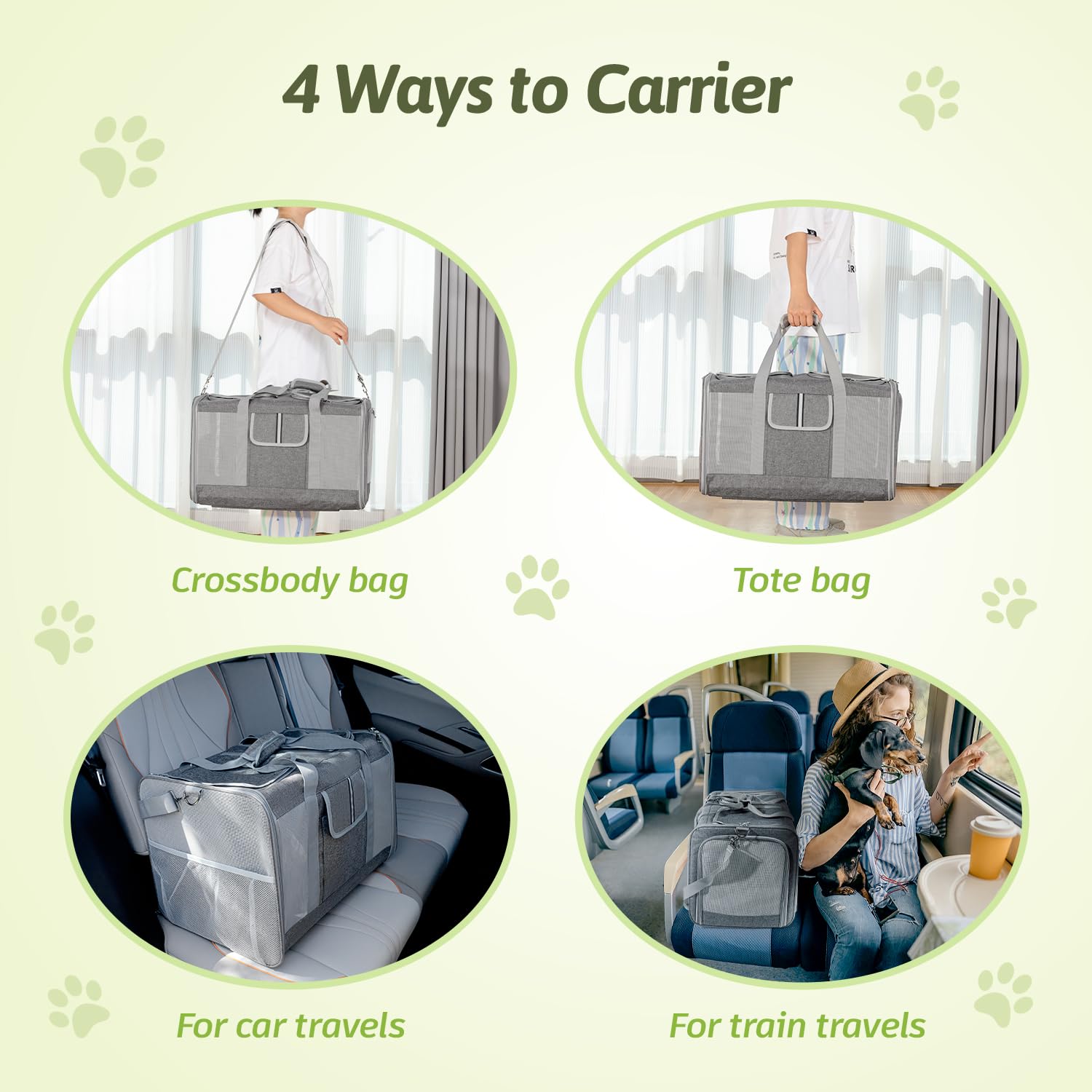 Sedioso extra large cat carrier ready for car or train travel with safety straps.