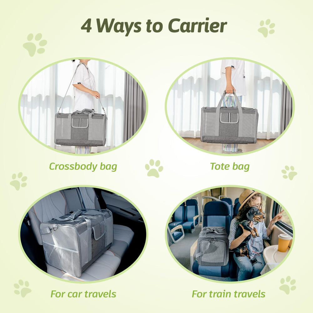 Sedioso extra large cat carrier ready for car or train travel with safety straps.