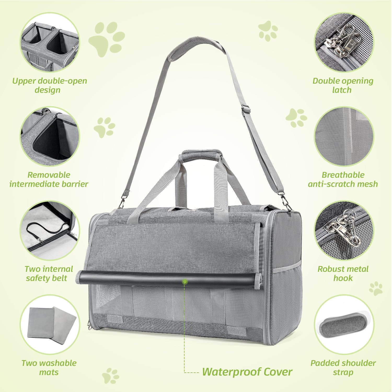 Sedioso extra large cat carrier upper double openings for each cat to look out.