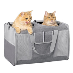 Sedioso large cat carrier divided interior keeps two cats separated for calmer transport.