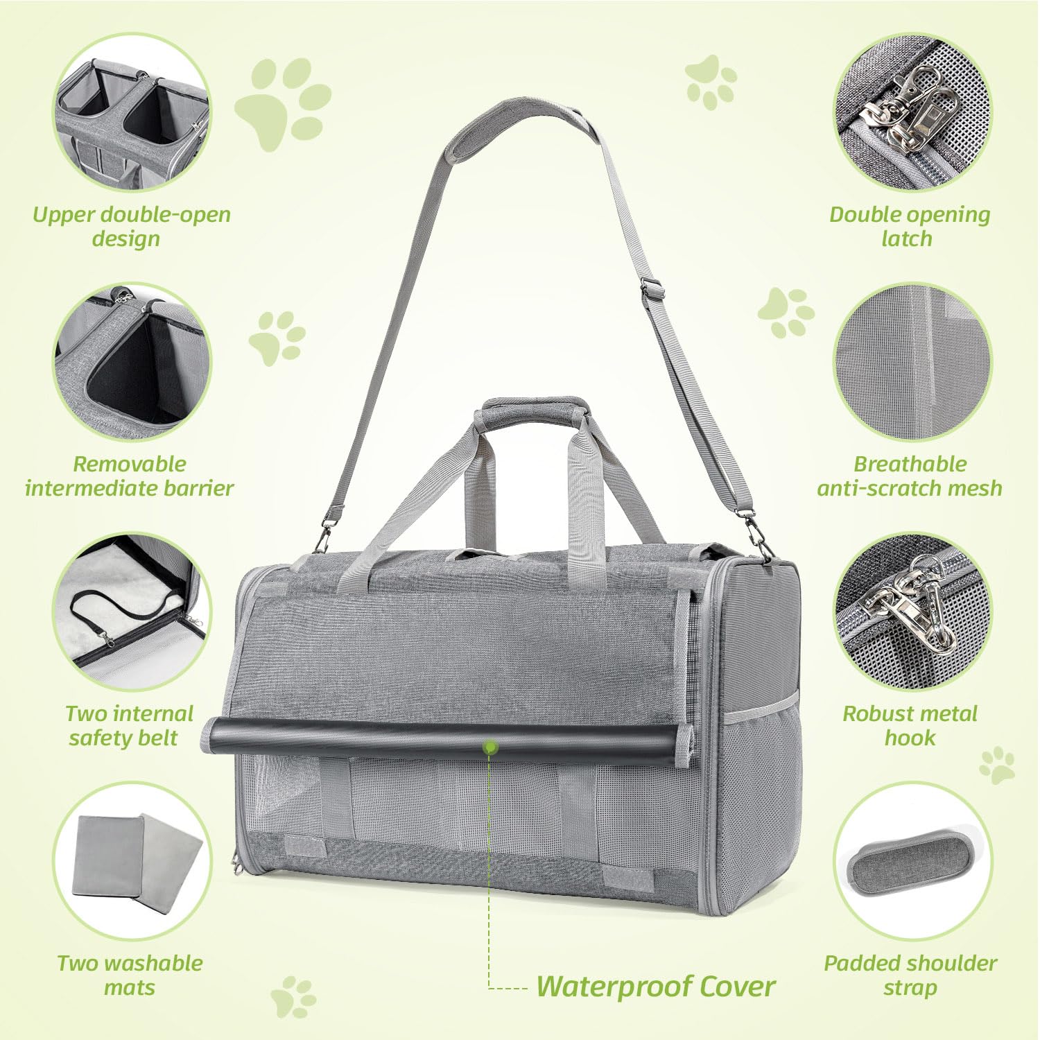 Sedioso oxford fabric build offers durable, weather-ready pet transport.