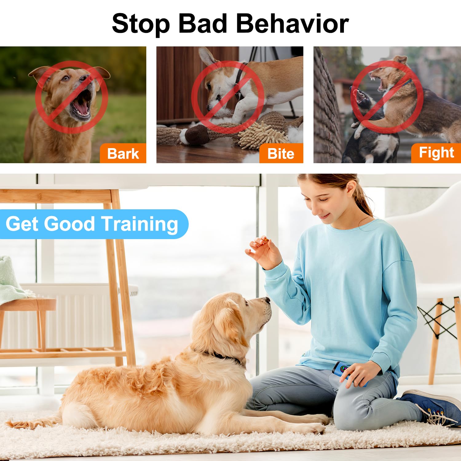 SEDULAN dog bark deterrent blue digital-display shows mode and battery life