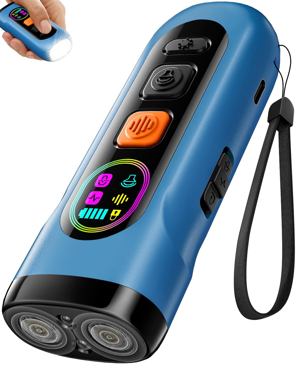 SEDULAN dog bark deterrent blue front view highlights portable humane training