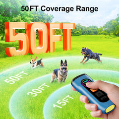 SEDULAN dog bark deterrent blue in-use demonstrates ultrasonic correction during misbehavior