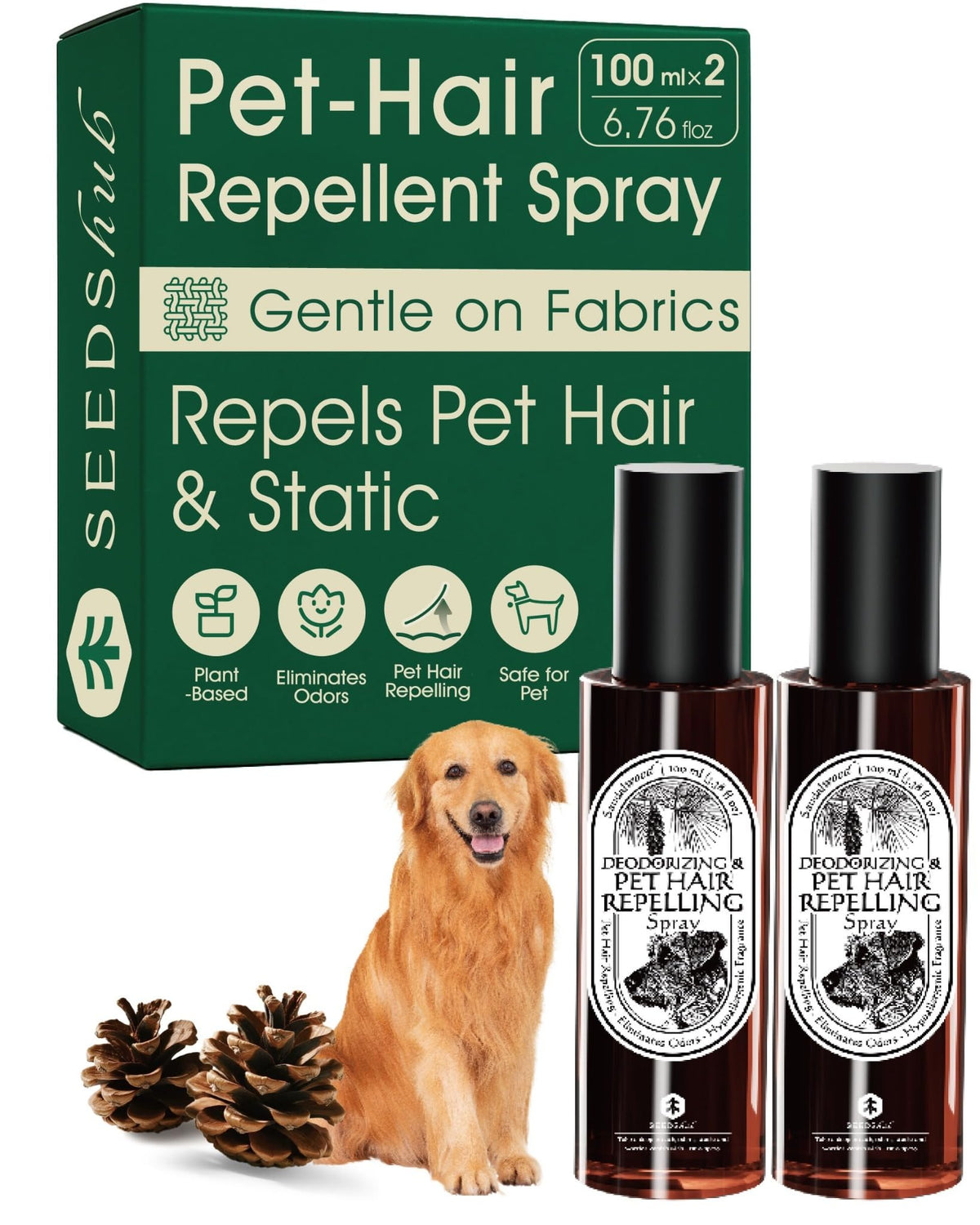 Seedshub pet hair remover bottle reduces hair on fabrics with plant enzymes