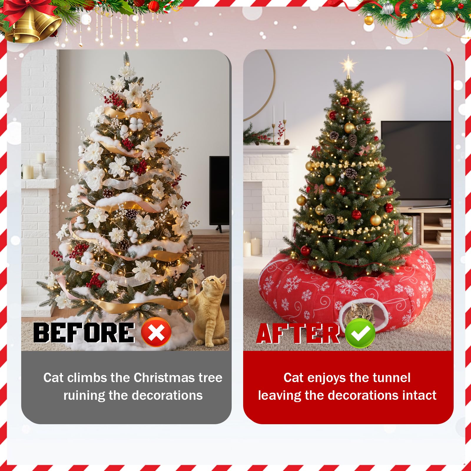 Seeloowy Cat Donut Tunnel with hanging ball feature for interactive play.